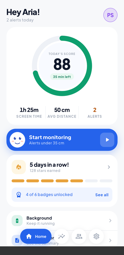 The EyeShield dashboard